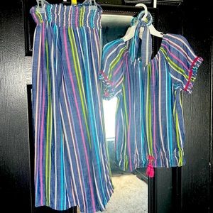 Two-piece girls spring outfit with matching hair tie💐🌸🌷